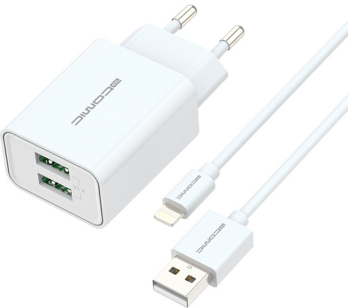 Atomic 2.1A U400 с кабелем Lightning (белый) Atomic 2.1A U400 с кабелем Lightning (белый)